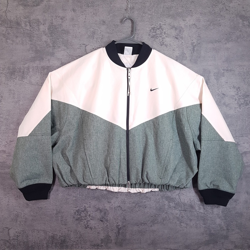 NIKE Sportswear Oversized Bomber Jacket Womens LARGE Beige IF0313-323